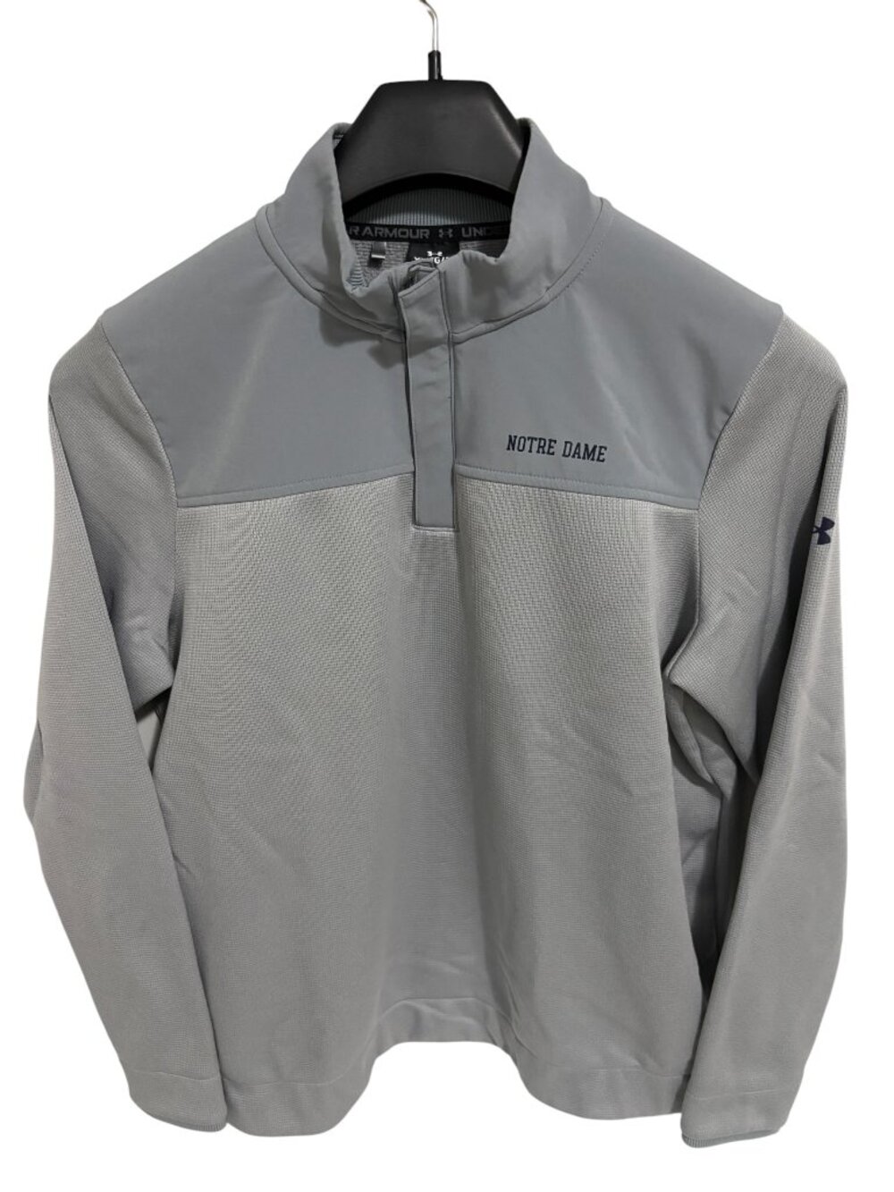 Under Armour Notre Dame 1/4 Snap Womens Pullover Size XL Waffle Gray